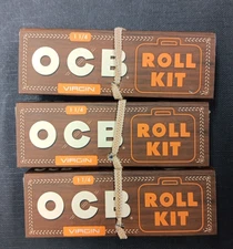 OCB Virgin 1 1/4 Roll Kit incl. Paper/Tips/Rolling Tray (3 Pack) Free Shipping