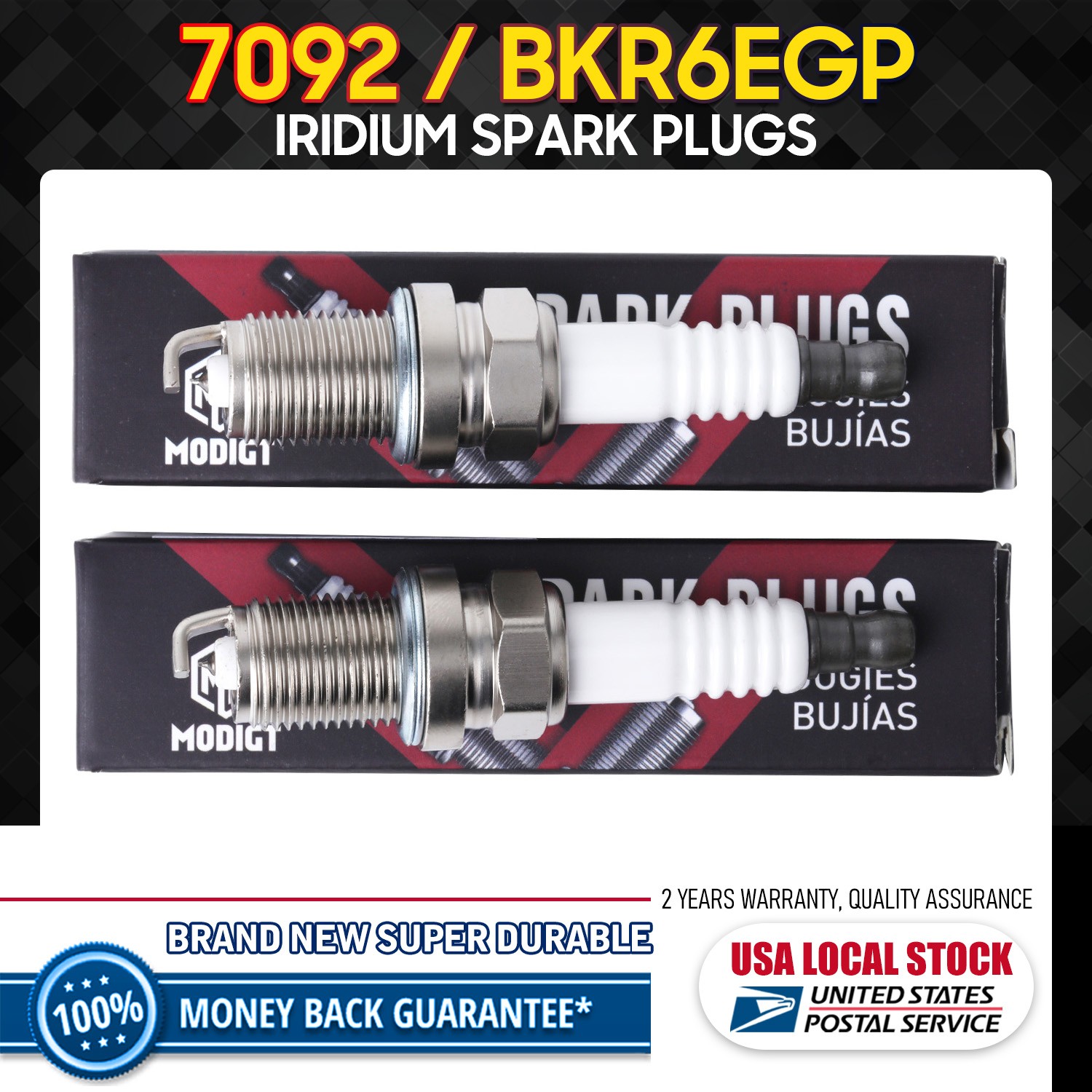 6Pcs High Power Iridium Spark Plugs For NGK 7092 BKR6EGP For Chevy GMC Honda Kia