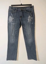 Jennifer Lopez Embellished Boyfriend Fit Jeans Size 8