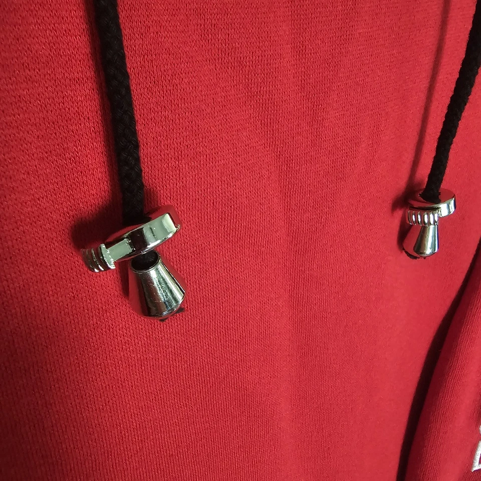 Красная толстовка с капюшоном NY&CO с принтом на рукаве и капюшоном на шнурке - Изображение 3 из 4