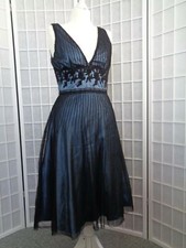 Edles Abendkleid Spitze Tüll schwarz blau (Gr. 34) Abiball Hochzeit Feier