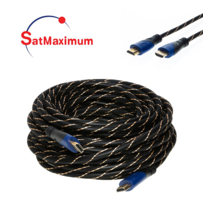 50FT HDMI 4K Premium Braided Cable 60Hz High Speed 1080P HDTV 3D PS5 Xbox Cord