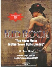 KID ROCK Vintage 2002 You Never PROMO TRADE AD Poster for Cocky  MINT 8.5x11