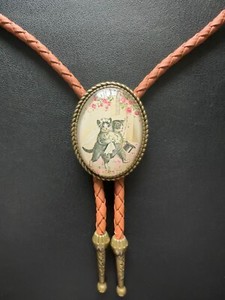 US Stock Vintage Wedding Cats Bolo Tie Mens Western Cowboy Necklace Wedding GIFT