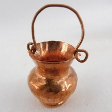Miniature Hammered Copper Jug Pot With Handle Vintage Dollhouse 1:12 Scale 1"H