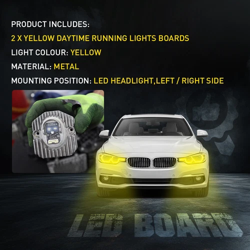 YELLOW DRL LED BOARDS FOR 17-20 BMW G30 530i 540i F90 M5 DAYTIME RUNNING LIGHTS - Picture 3 of 10