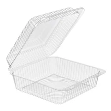 Inline 102 oz Square Clamshell Take out Container 7.6 x 7.6 x 3.4 | 200/Case