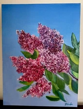 Lilac Flowers Original Oil Painting On Canvas Handmade Textured, buy from artist