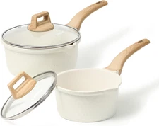 CAROTE 1.5Qt & 2.5Qt Sauce Pan Set with Lid Nonstick Saucepan 4 Pcs Non Stick Sa