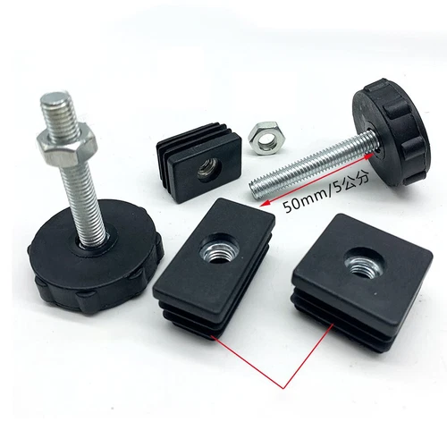 Black Adjustable Feet & Threaded Tube Insert Sets For Square Tubes Box Section - Picture 7 of 35