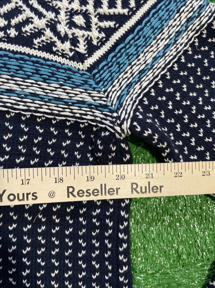 MERONA Men's Navy Blue Crewneck Cotton Knit Pullover Ski Jumper Sweater - L - Image 4 of 4