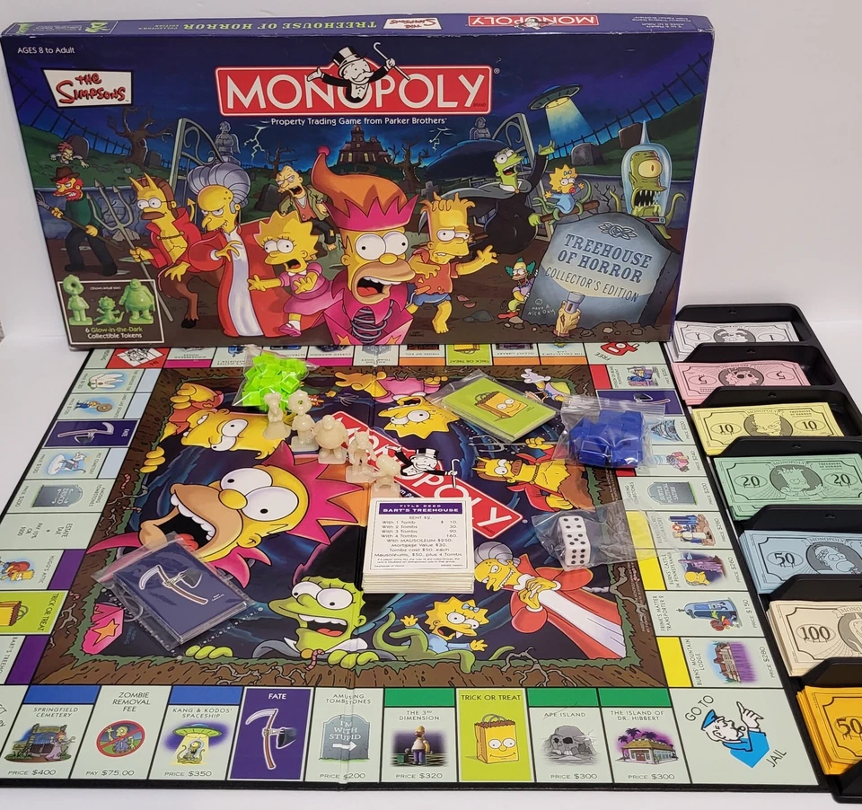 THE SIMPSONS TREE HOUSE OF HORROR Monopoly GLOW-IN-THE-DARK Board Game DVD READ - Image 2 of 4