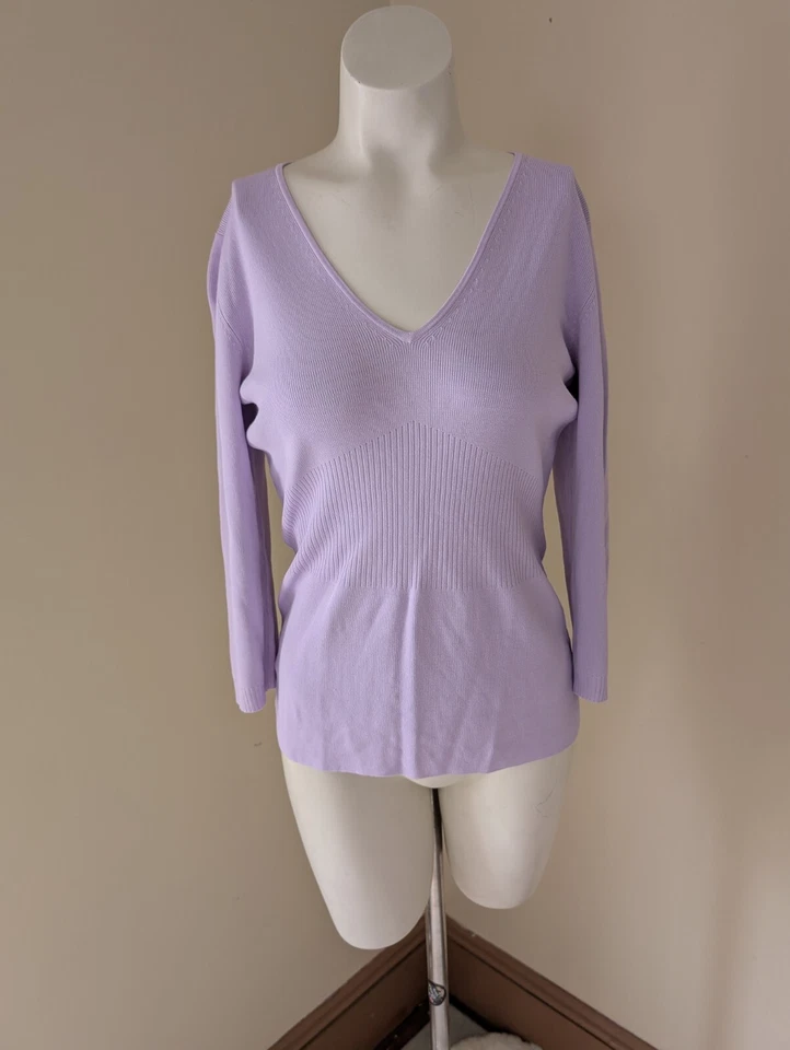 Top Office Core Slinky Tejido Mujer Pequeño Pastel Púrpura Profundo V Ajustado Carrera Y2K Foto 3 de 4