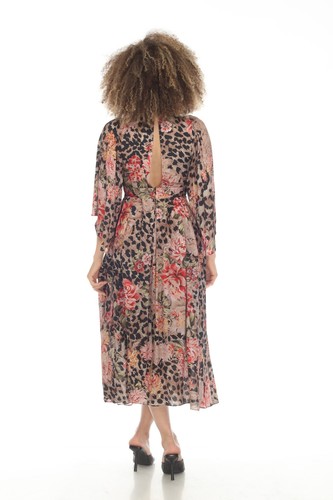 Johnny Was Love Melissa Floral Animal Print Midi Dress L39522 - Picture 3 of 10