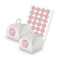 Itenga Set Fisch Dank Rosa M166 24X Geschenkbox Karton Mit Griff Weiß U Sticker