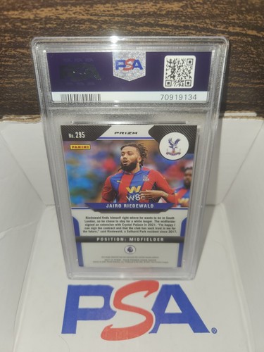 2021-22 Panini Prizm Premier League Jairo Riedewald Red Ice #295 PSA 10 Soccer - Picture 2 of 2