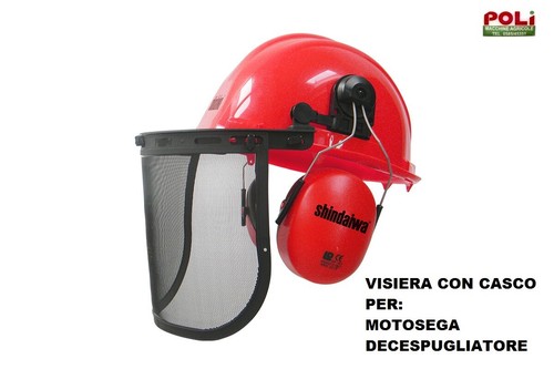 CASCO CON CUFFIE E VISIERA SHINDAIWA KIT SICUREZZA PER DECESPUGLIATORE  MOTOSEGA | eBay