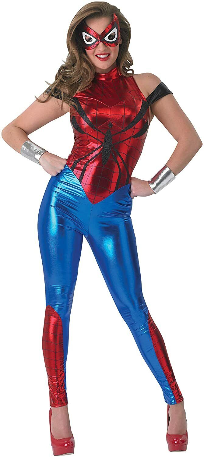 Spidergirl Spiderman Womens Costume DC comics Marvel Superhero Fancy Dress