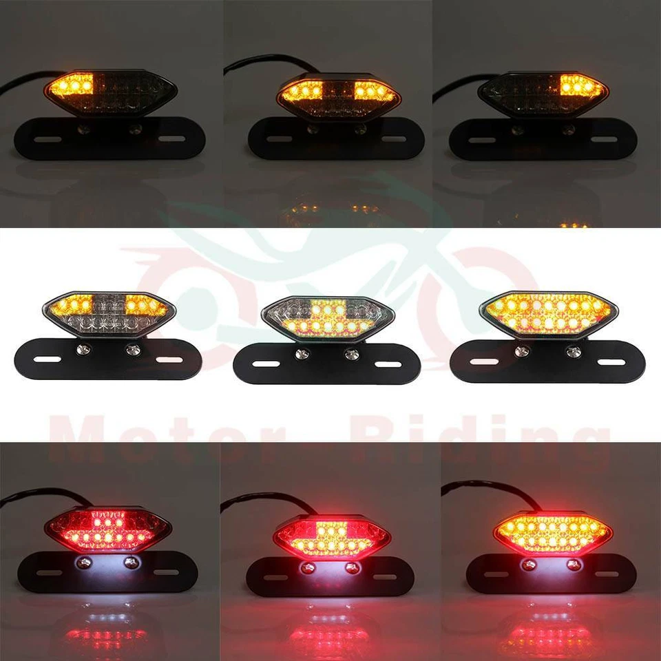 Luz trasera integrada para moto 16 LED señales de giro freno 12V matrícula ATV Foto 3 de 4