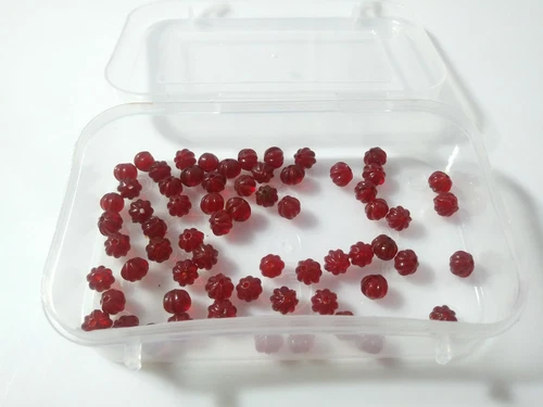 Garnet Quartz Hydro Watermelon Carved 6-7mm Gemstone Beads  Loose 50 Pecs