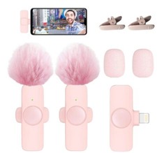 2 Pack Professional Wireless Lavalier Microphone for iPhone iPad iPhone 14 and