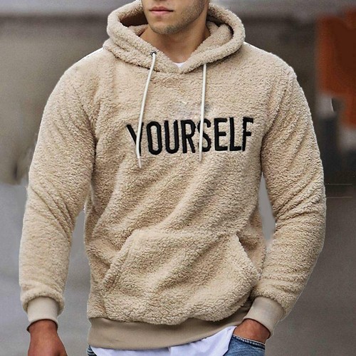 Sudaderas Con Capucha De Lana Para Hombre Jersey Estampado De Letras De  Invierno | eBay