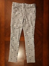 Gap Denim Girls Size 7 Adjustable Stretch Super Skinny Gray Cats Polka Dots
