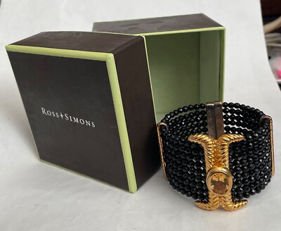 Ross Simons Designer Vermeil Onyx Citrin verstellbares Armreif Armband 221,25 $