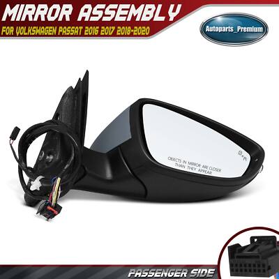 Right Power Mirror Manual Fold Heated w/ Signal for Volkswagen Passat 2016-2020
