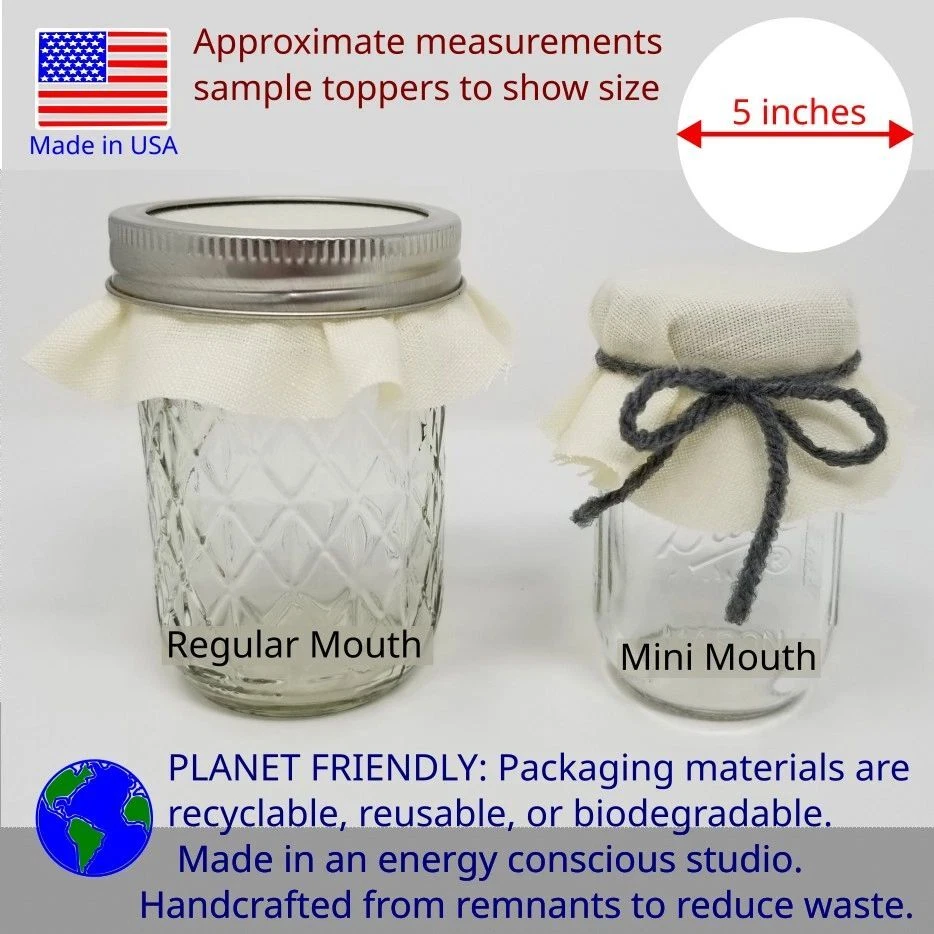 Mini Jar Toppers - Dozen (12) Fabric Circles, USA Made - Image 2 of 4