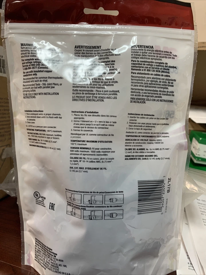 3M Scotchlok 560B Box Displacement Insulated Self-Stri Connector,18-14 Awg,Pk100 - Image 2 of 3
