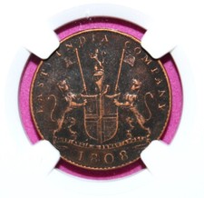 S6 -East India 10 Cash Admiral Gardner (1808) Shipwreck Treasure NGC Copper Coin