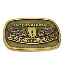 Vintage International Flying Farmers Brass Belt Buckle 1978 BTS USA Collectible