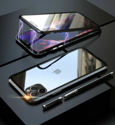 For iPhone 15 14 13 12 11 X 8 7 - Magnetic Double Screen Glass Case