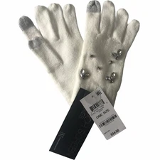 NWT INC Ivory Tech Touch Screen Gloves Rhinestones $35 #3987