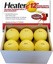 Heater Sports 12 Inch Pitching Machine Softballs - 1 Dozen, Accurate and Durable