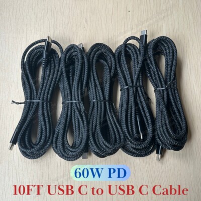 60W USB-C to USB-C Cable 10ft PD Fast Charger Cord Lot For iPhone 15 16 Samsung