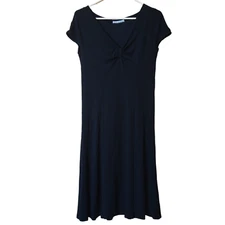 Louise Kennedy Women's Medium Black Sleeveless V-Neck Fit & Flare Dress