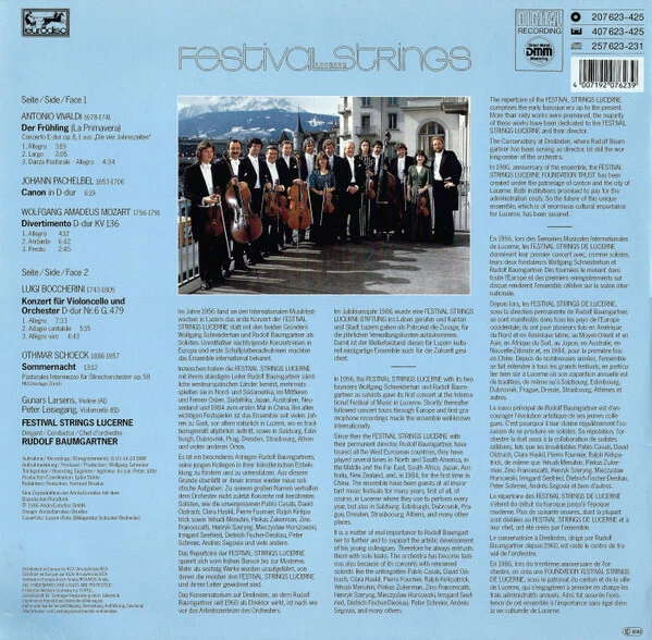 Festival Strings Lucerne - Rudolf Baumgartner - 1986 - Vinyl LP - Klassik   NEU - Bild 2 von 2