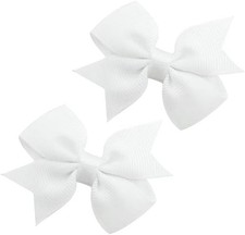Baby Hair Bows Clips Fully Lined Grosgrain Boutique Solid Ribbon Mini Bows for