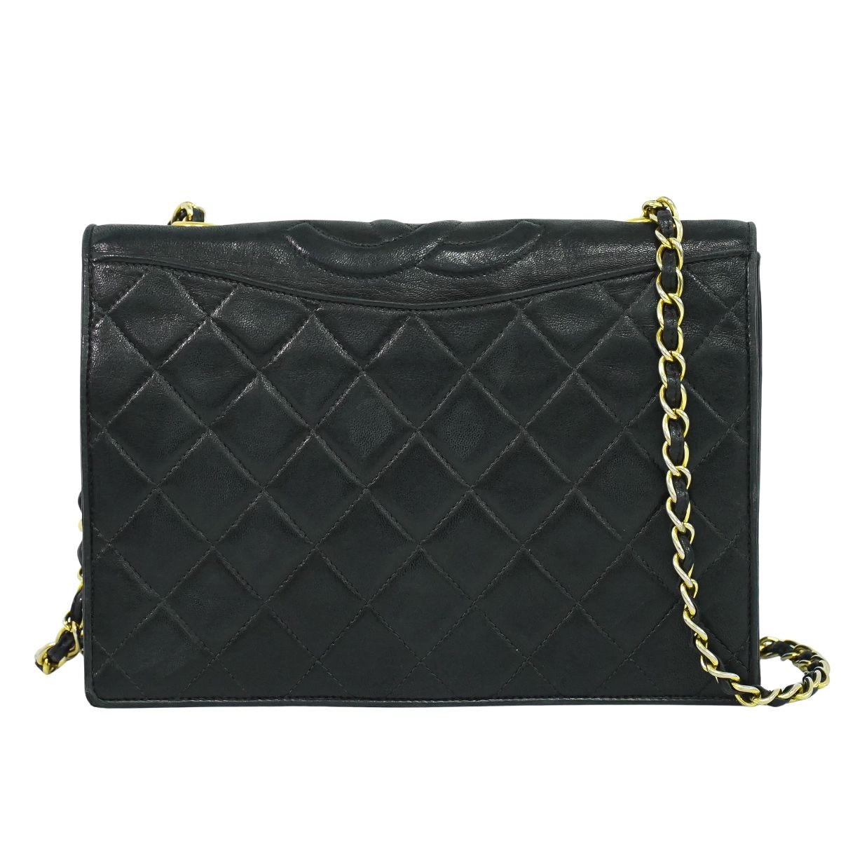 Chanel Black Lambskin Matelasse Chain Shoulder Bag Pre-Owned