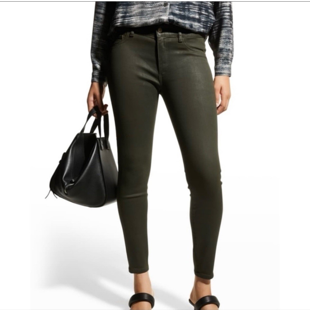 DL1961 Florence Instasculpt Skinny Ankle Jeans Size 26 Winter Moss Olive Green