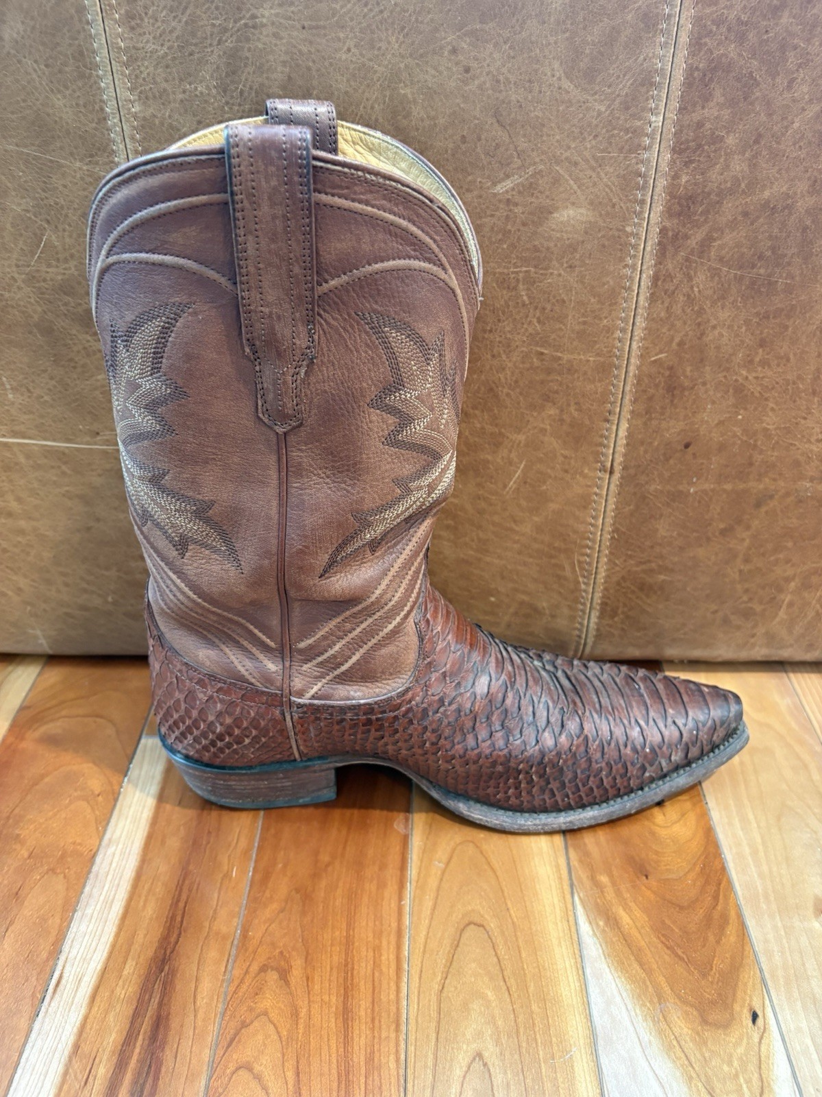Tecovas The Barrett Snip Toe Python Skin Cowboy B… - image 3