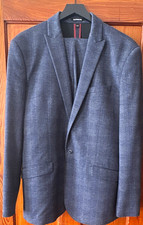 Express Men's Blue Check 2-Piece Suit 42R Single-Breasted 2-Button Jacket
