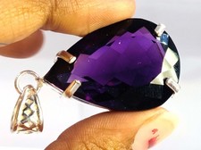 Natural 71 CT Purple Alexandrite Pear CUT 925 Silver Pendant Chain Free 6MGO