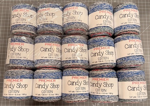 NEW Lot of 15 Premier Candy Shop Cotton Yarn in Licorice--2,205 Yards--#5 Bulky