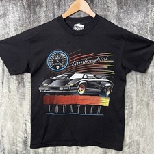 Vintage 90s Lamborghini Countach Black T-Shirt Men's Size L Speed Limit 70 SSI