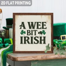 St. Patrick's Day Framed Wood Sign A Wee Bit Irish Shamrock Rustic Decor Plaques