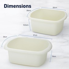 Plastic Washing Up Bowl Rectangular 7L 32cm / 9L Large Kitchen Basin Sink Bowls
