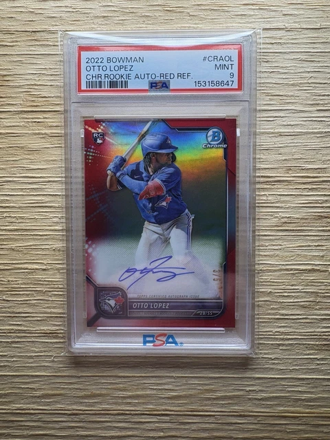 2022 Bowman Chrome Red Refractor Auto /5 Otto Lopez Rookie PSA 9 Hot